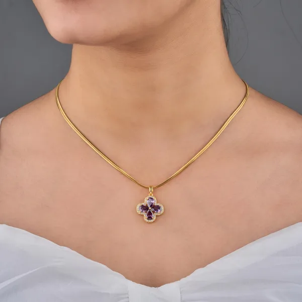 Gold_Plated_Floral_Crystal_Pendant_Necklace_And_Silver_Crystal_Leaf_Drop_Earrings_For_Women_And_Girls_Combo_Pack_Of_2